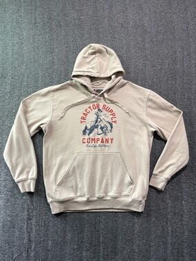 Tractor Supply Co Hoodie Large Tan Cowboy Graphic Pullover Sweatshirt Western